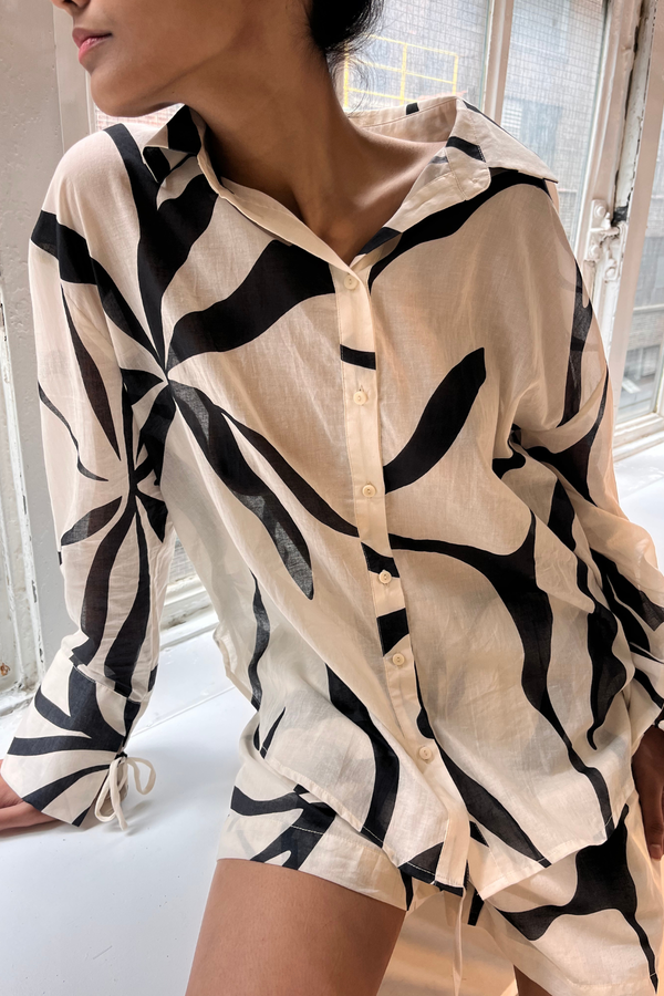 Cotton Shirt - Cream Flower