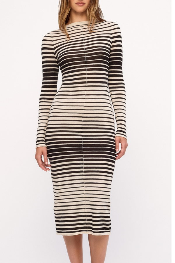 Ramie Cotton Knit Maxi Dress - Ombre Stripe