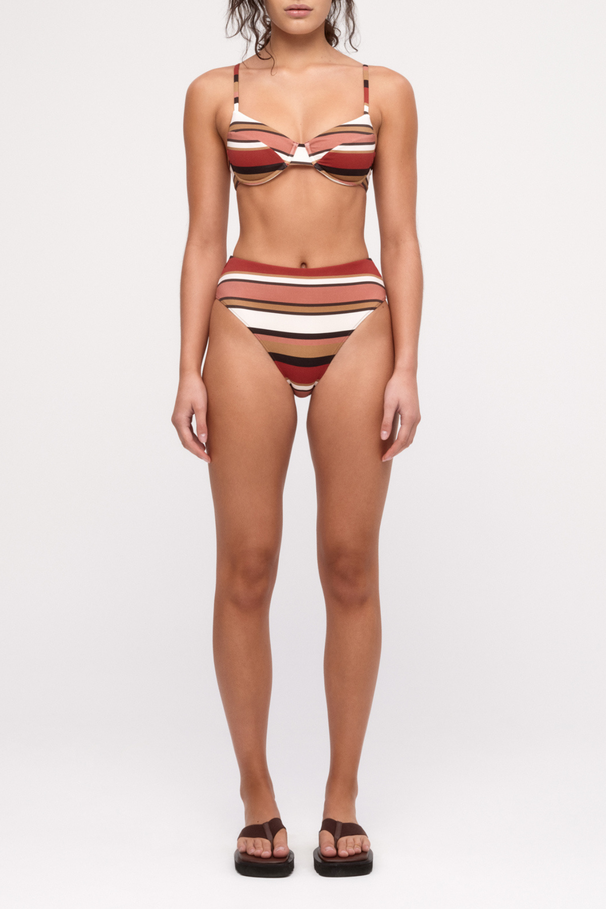 Balconette Bra Cup Top - Earth Stripe