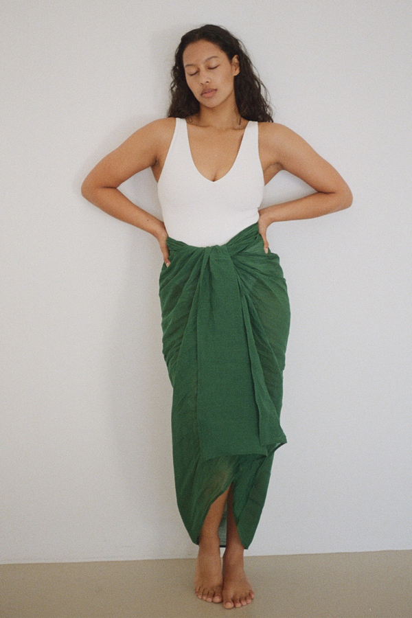 Signature Ramie Sarong - Tallow Green