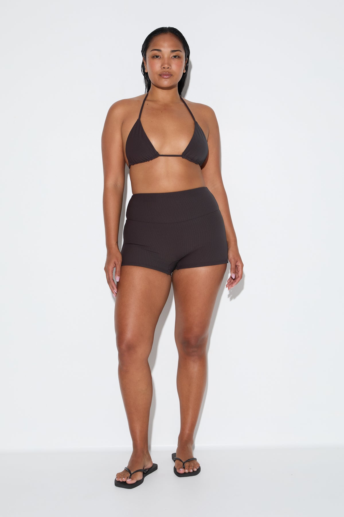 Signature Stripe Boy Short - Smoky Brown