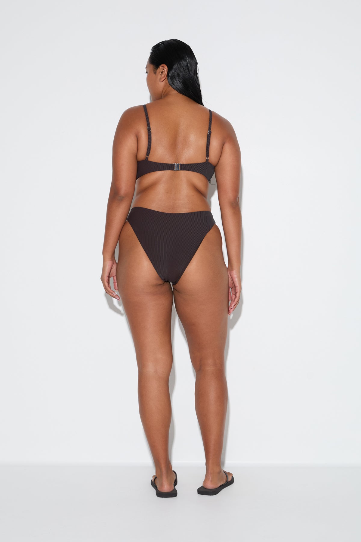 Signature Stripe Balconette Bra Cup Top - Smoky Brown