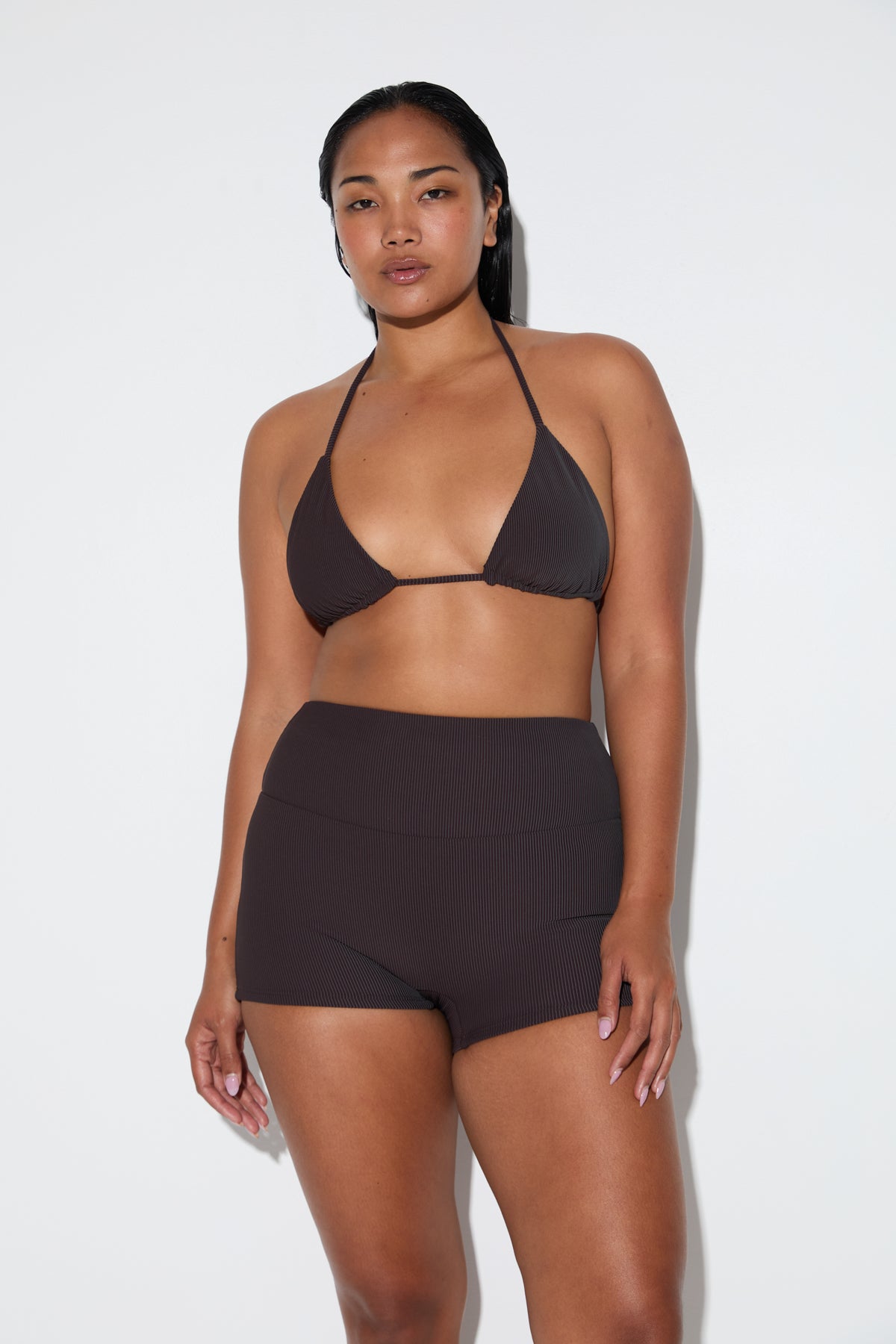 Signature Stripe Boy Short - Smoky Brown