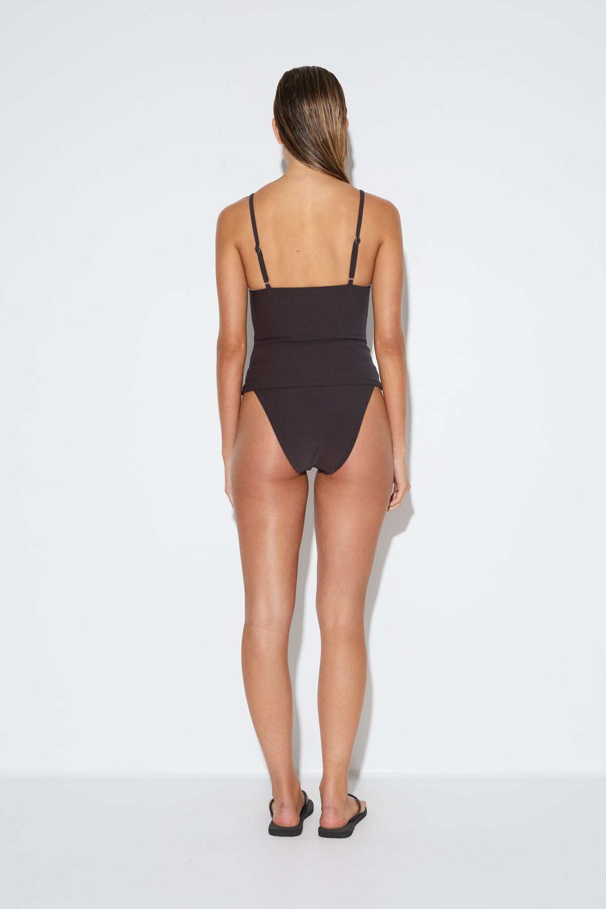Signature Stripe Tankini - Smoky Brown