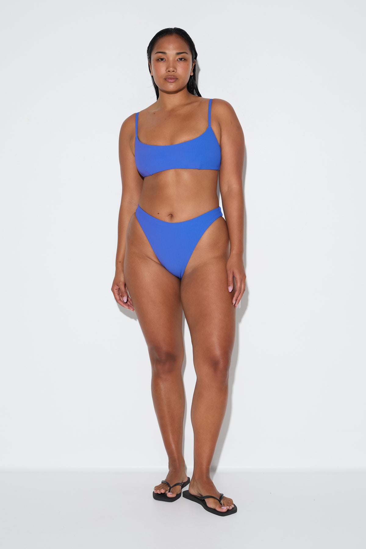 Signature Stripe Minimal Bralette Top - Pacific Blue