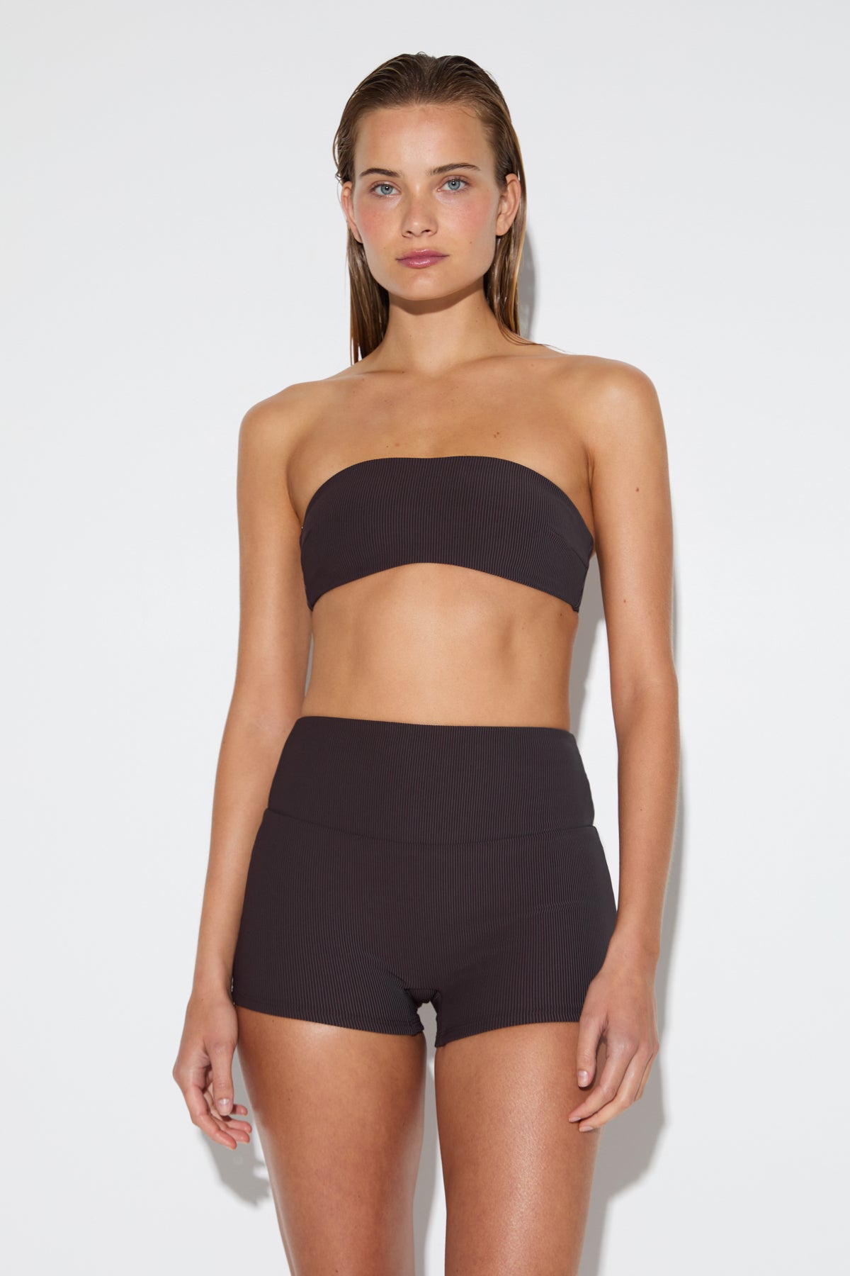 Signature Stripe Bandeau Top - Smoky Brown