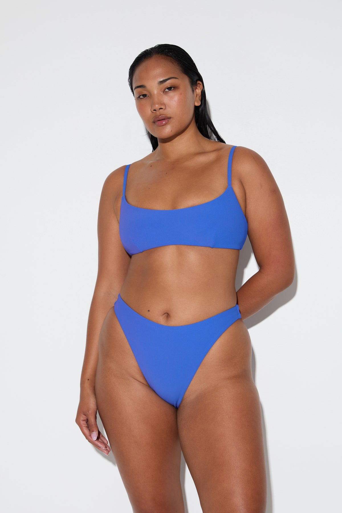 Signature Stripe Minimal Bralette Top - Pacific Blue