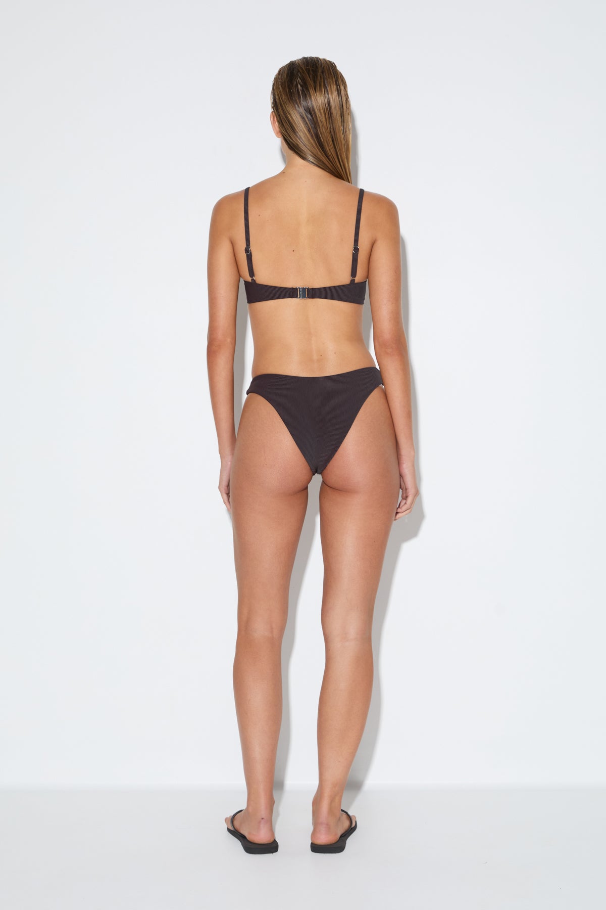 Signature Stripe Balconette Bra Cup Top - Smoky Brown