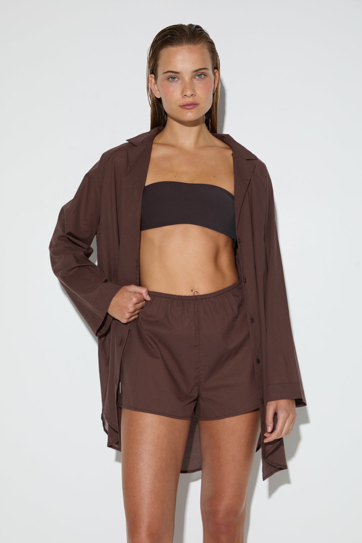 Signature Cotton Shirt - Smoky Brown