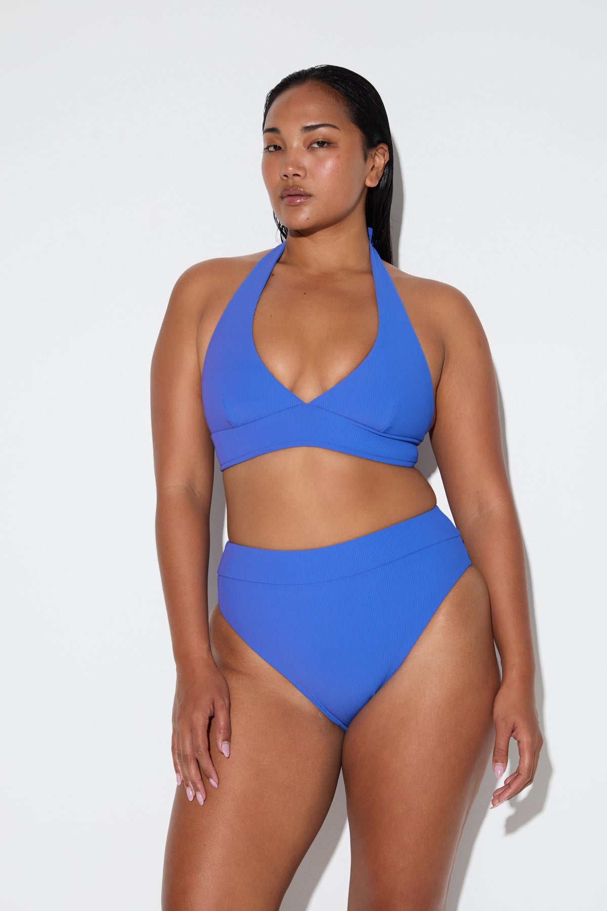Signature Stripe High Waisted Brief - Pacific Blue