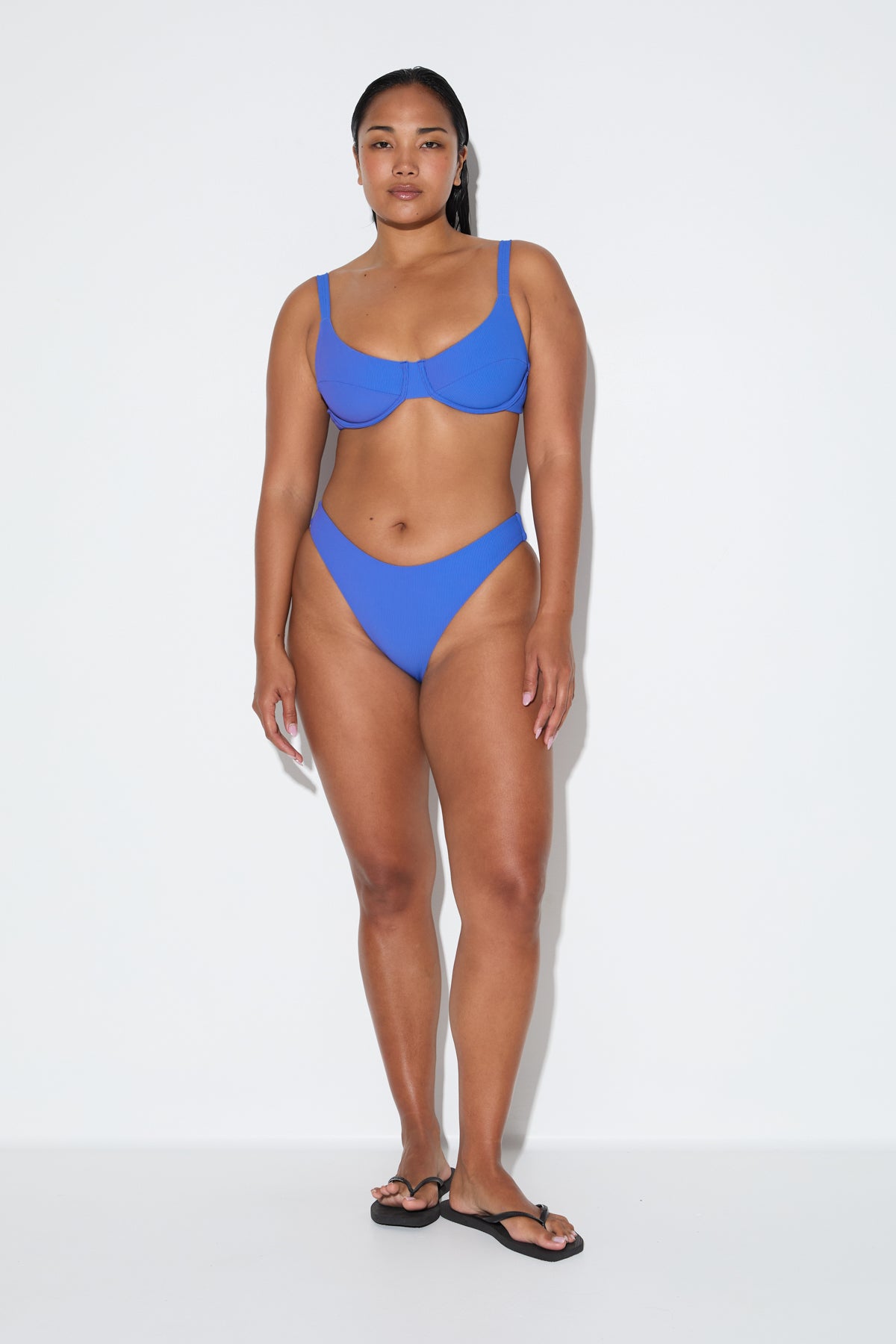 Signature Stripe Adjustable Bra Cup Top - Pacific Blue