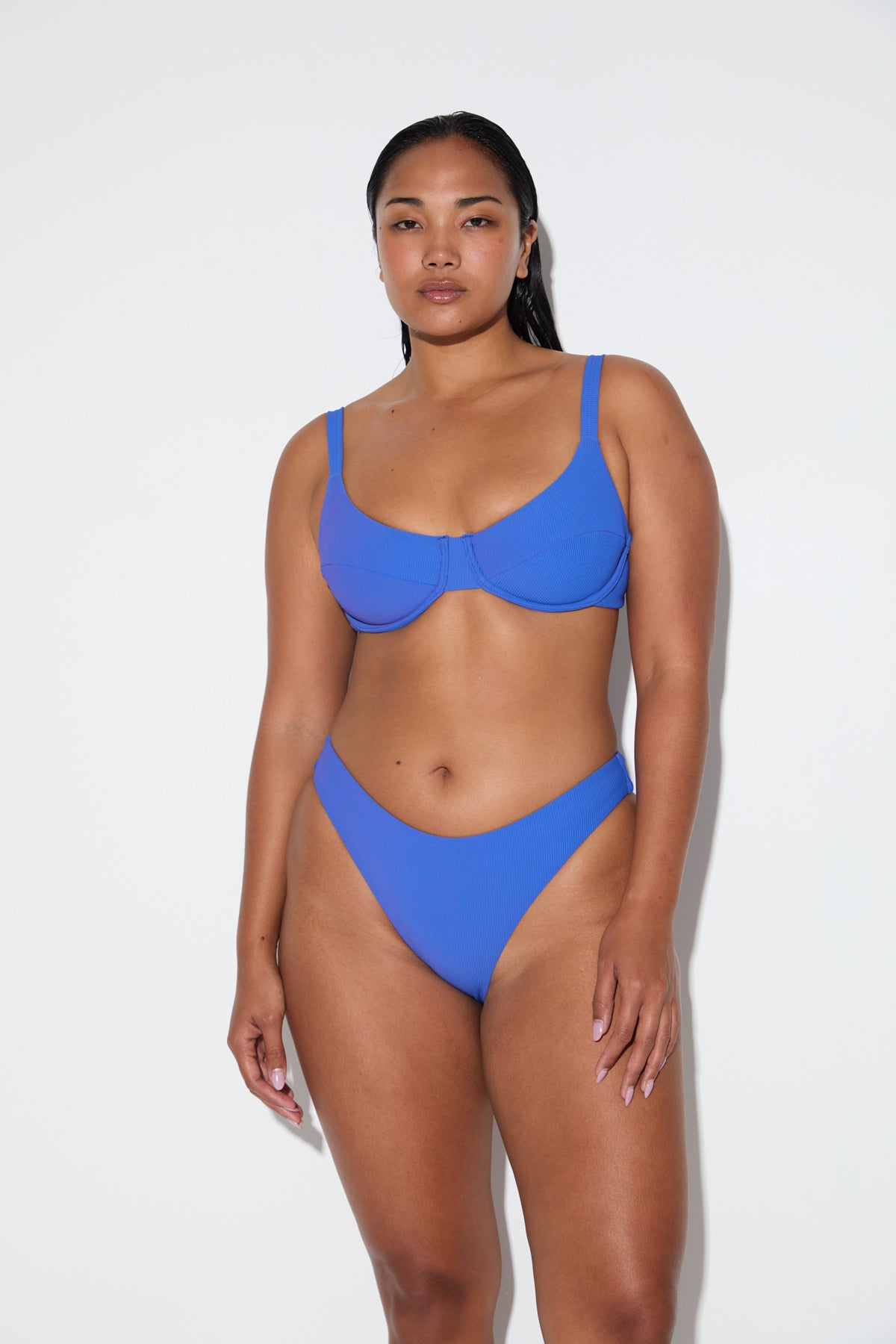 Signature Stripe Adjustable Bra Cup Top - Pacific Blue