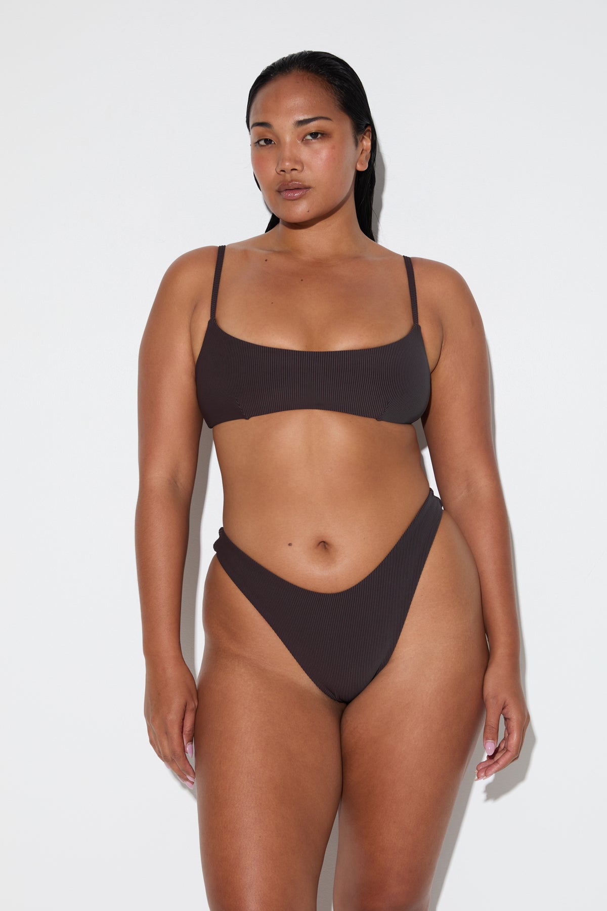 Signature Stripe Curve Brief - Smoky Brown