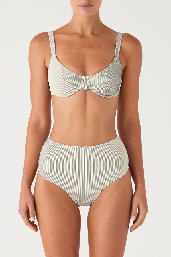 Signature Stripe High Full Brief - Coconut