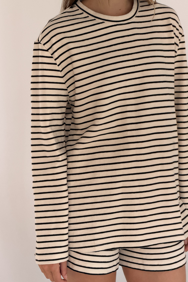 Jersey Long Sleeve Top - Black Stripe