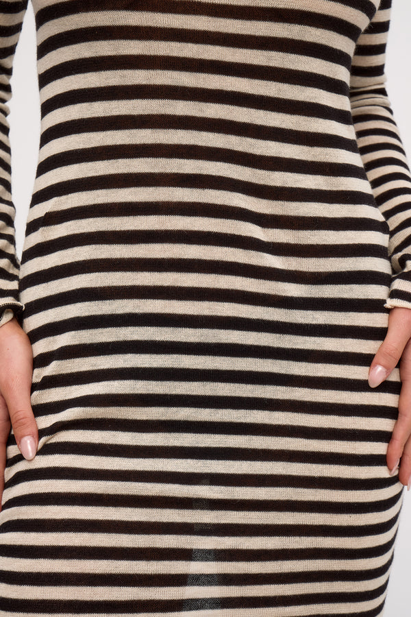 Knit Mini Dress - Black Stripe