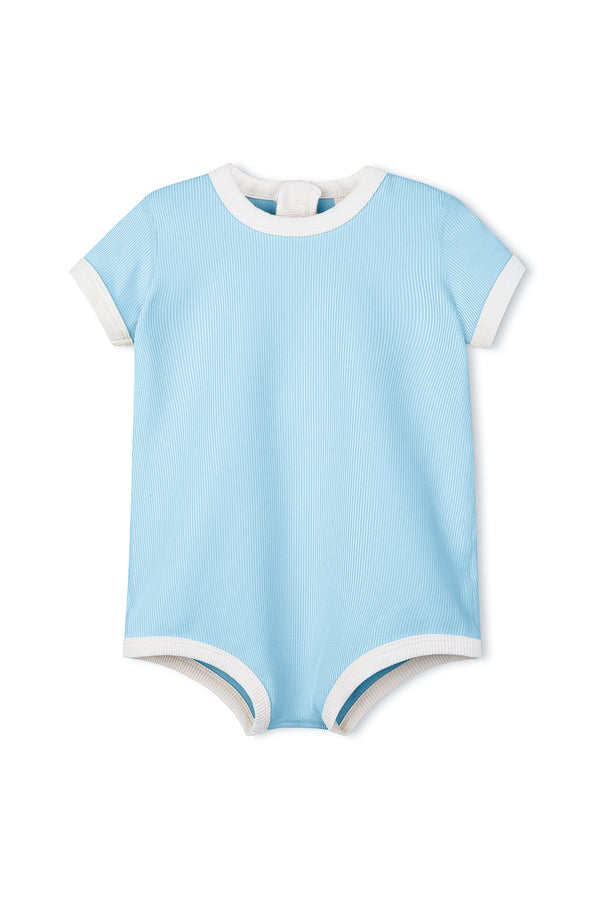 Mini Stripe Rib Infant Onesie - Shallow Blue