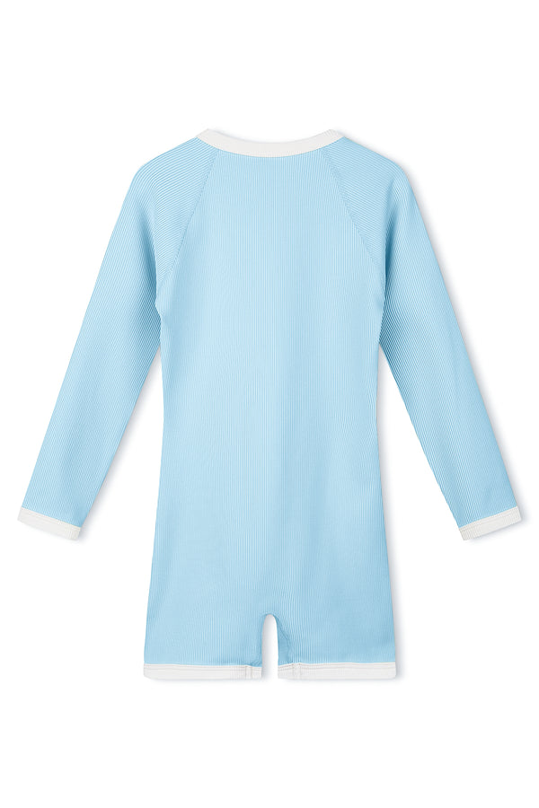 Mini Stripe Rib Surf Suit - Shallow Blue