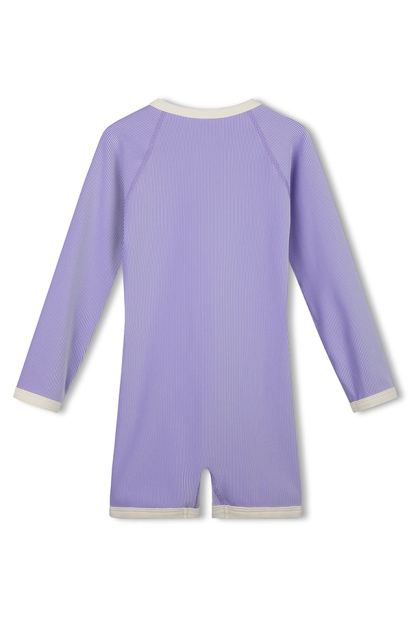 Mini Stripe Rib Surf Suit - Grape