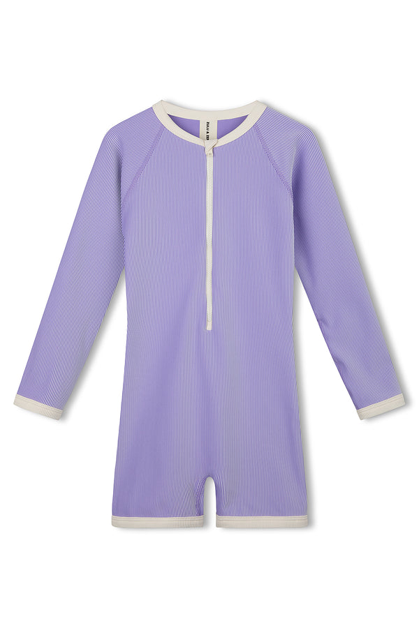 Mini Stripe Rib Surf Suit - Grape