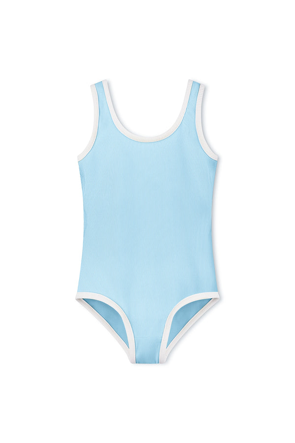 Mini Stripe Rib Scoop One Piece - Shallow Blue