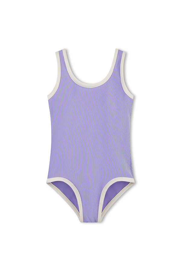 Mini Stripe Rib Scoop One Piece - Grape