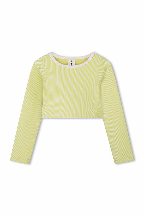 Mini Stripe Rib Crop Rashie - Citrus