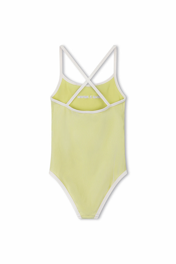 Mini Stripe Rib Logo One Piece - Citrus