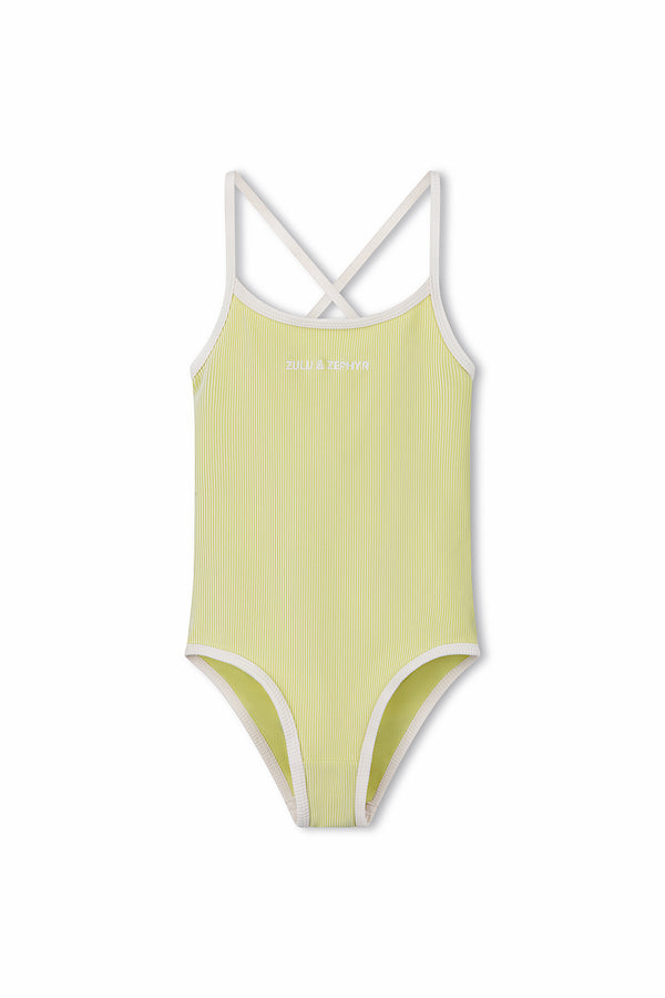 Mini Stripe Rib Logo One Piece - Citrus