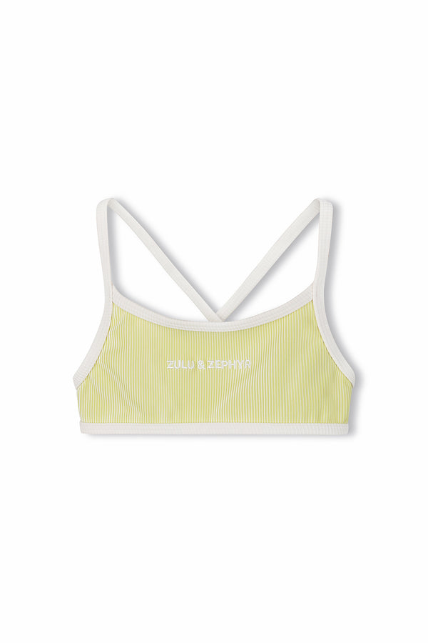 Mini Stripe Rib Logo Bikini Top - Citrus