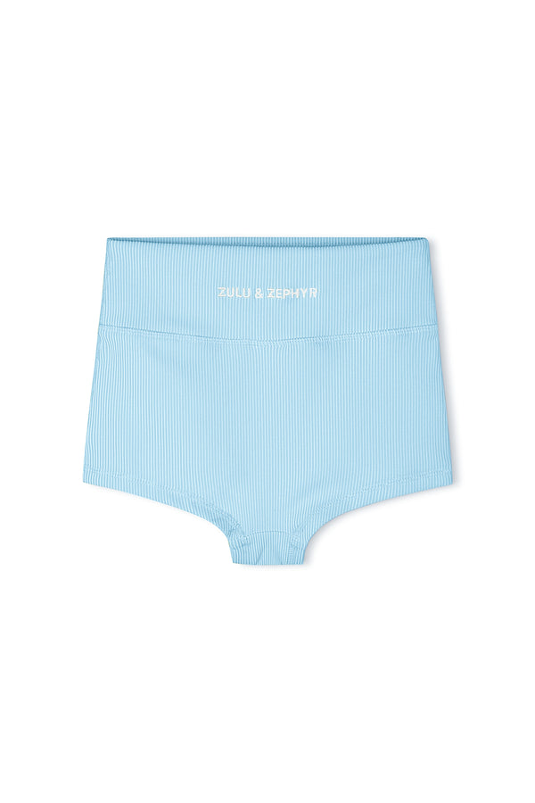 Mini Stripe Rib Boy Short - Shallow Blue