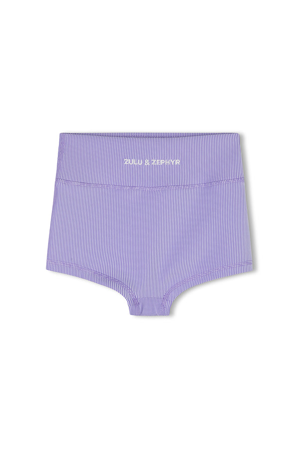 Mini Stripe Rib Boy Short - Grape