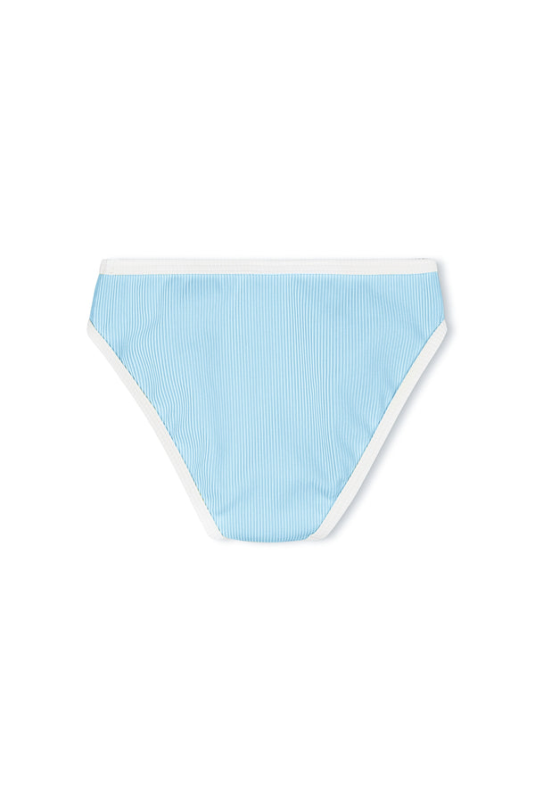 Mini Stripe Rib Bikini Bottom - Shallow Blue