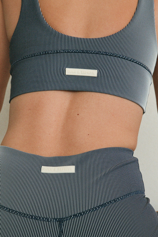 Stripe Rib Crop Top - Navy