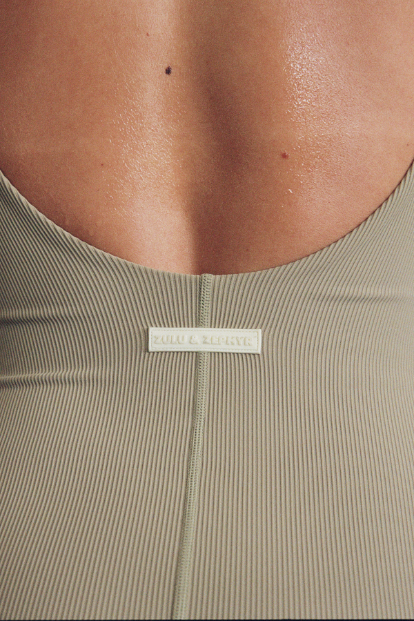 Stripe Rib Bodysuit - Olive