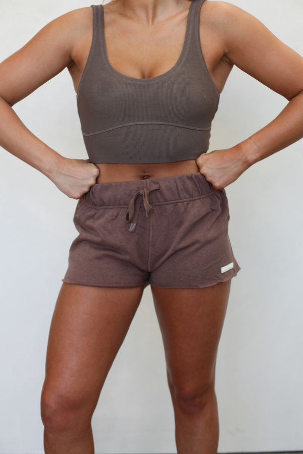 Waffle Crop Top - Carob