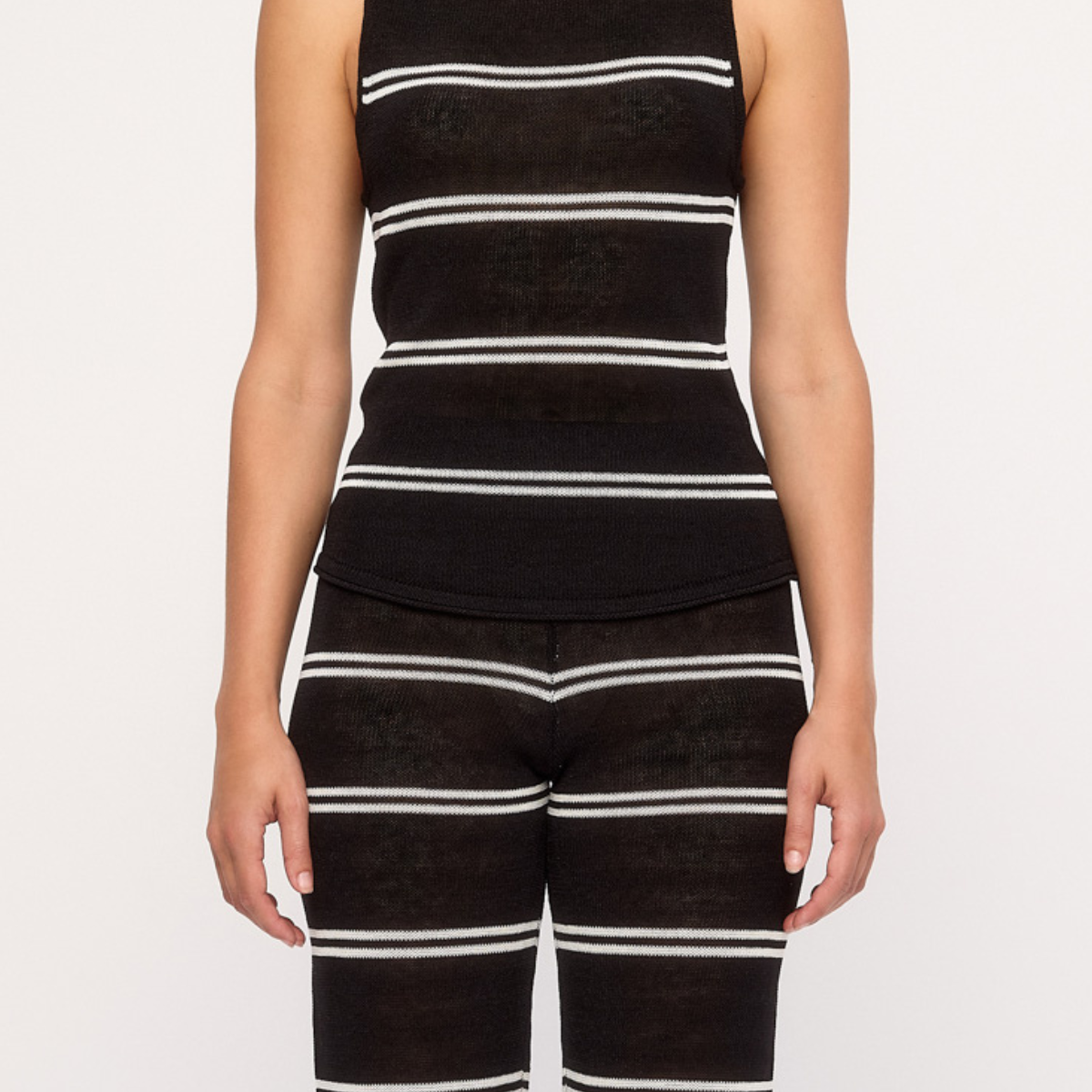 Textured Knit Tank - Black Stripe