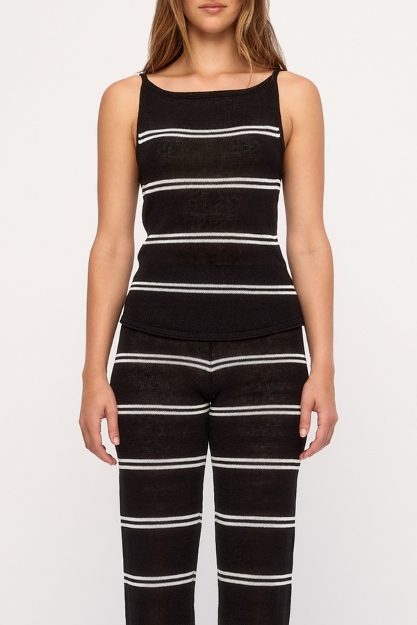 Textured Knit Tank - Black Stripe