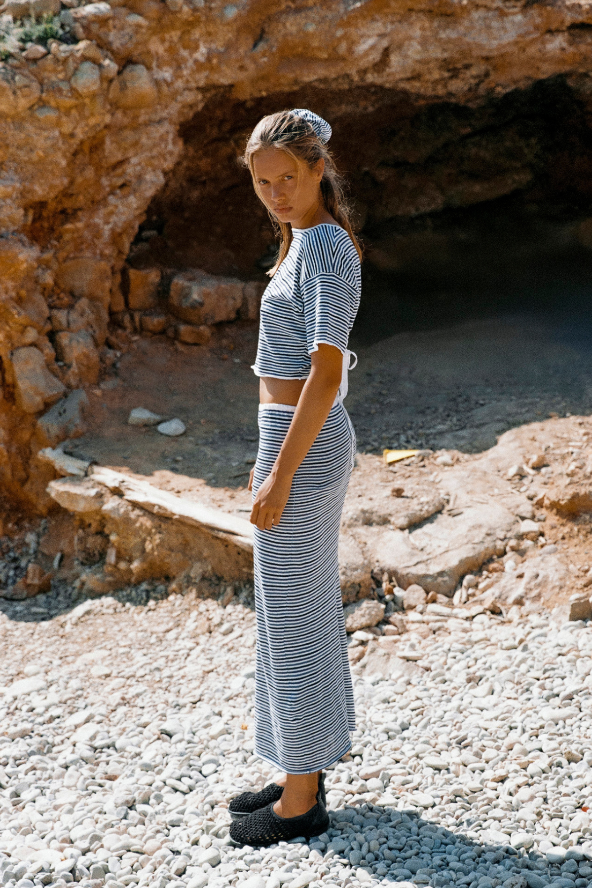 Knit Tie Tee - Blue Pin Stripe