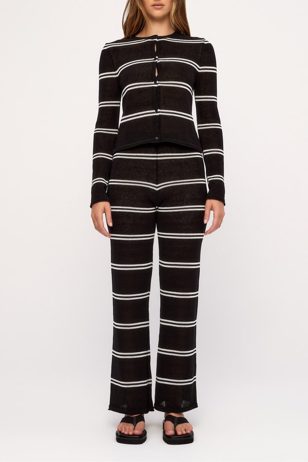 Textured Knit Cardigan - Black Stripe