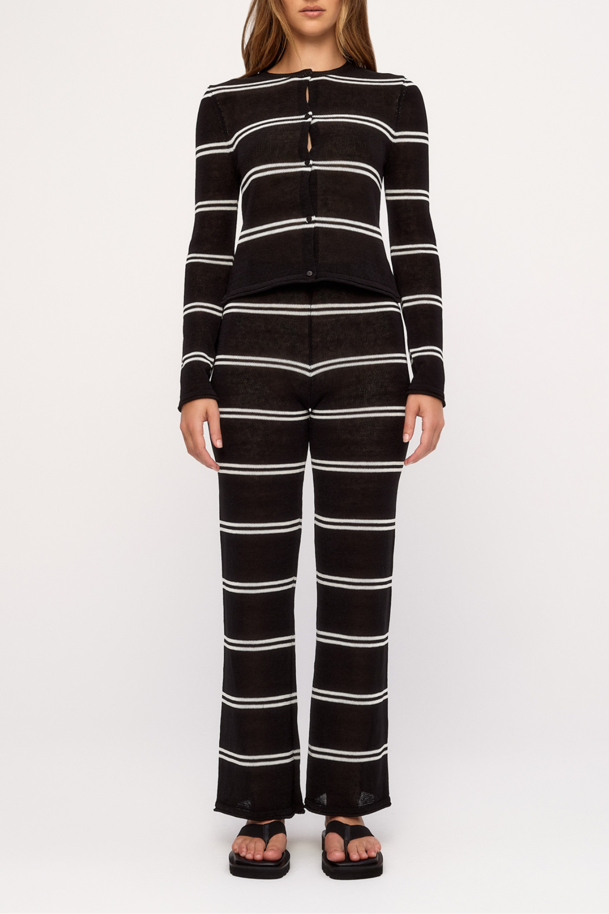 Textured Knit Pant - Black Stripe