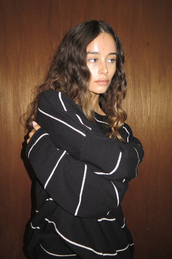 Cotton Knit Jumper - Black Stripe