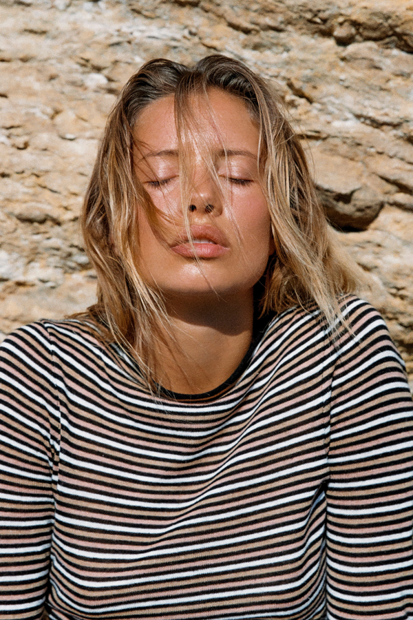 Knit Mini Dress - Tan Stripe