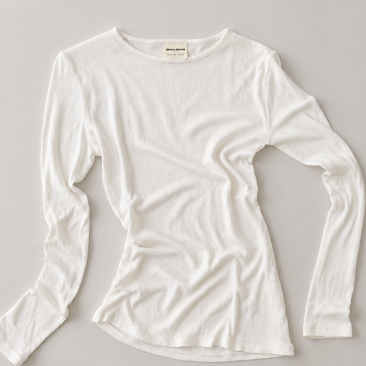 Rib Hemp Jersey Long Sleeve Top - White