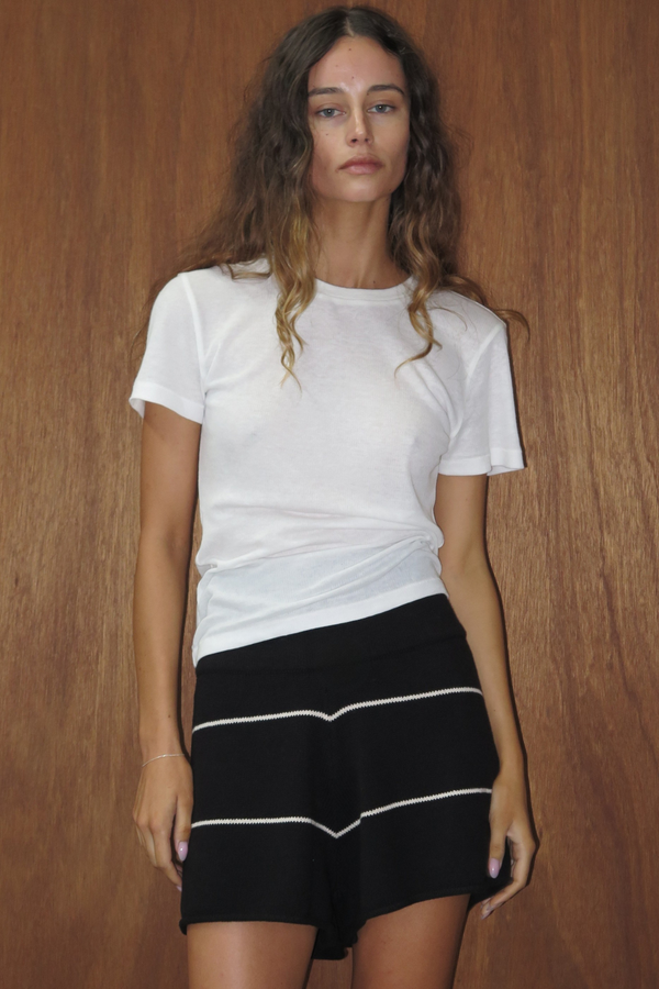 Cotton Knit Short - Black Stripe