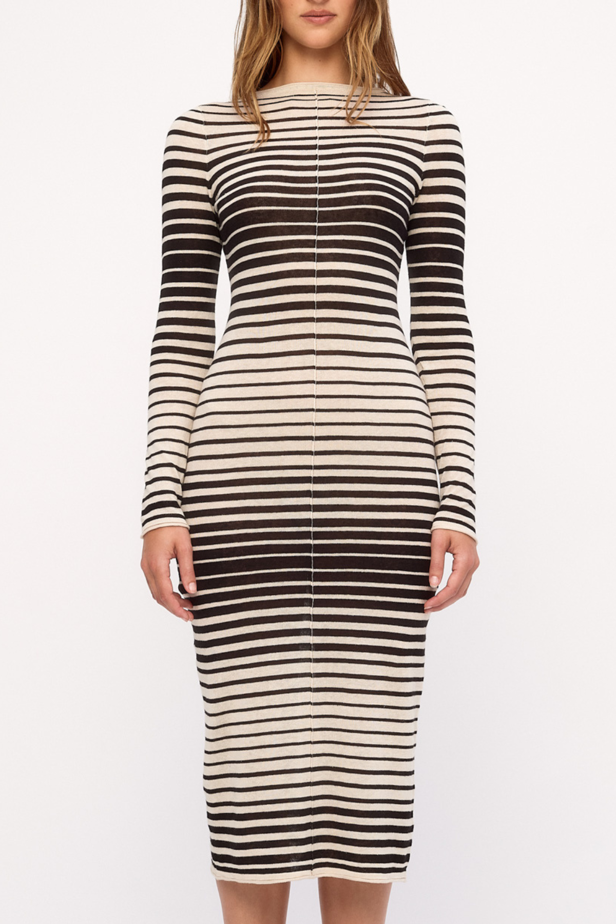 Ramie Cotton Knit Maxi Dress - Ombre Stripe
