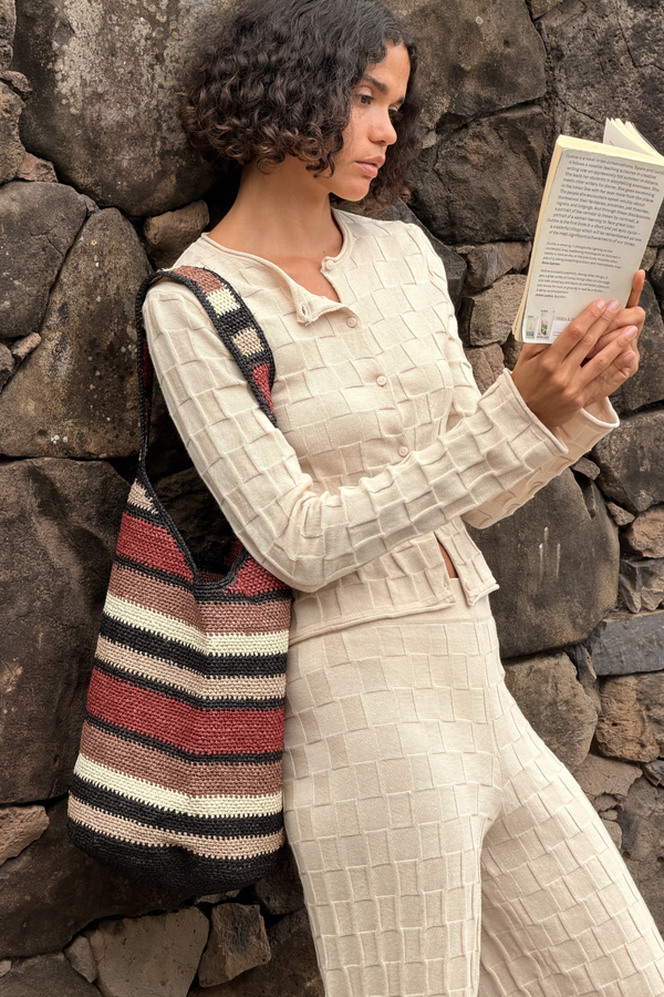 Raffia Bucket Bag - Earth Stripe