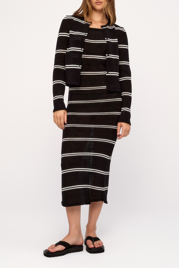 Textured Knit Cardigan - Black Stripe