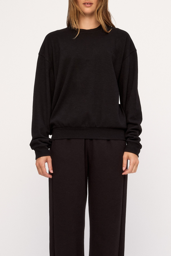 Textured Sport Sweat Shirt - Black Waffle