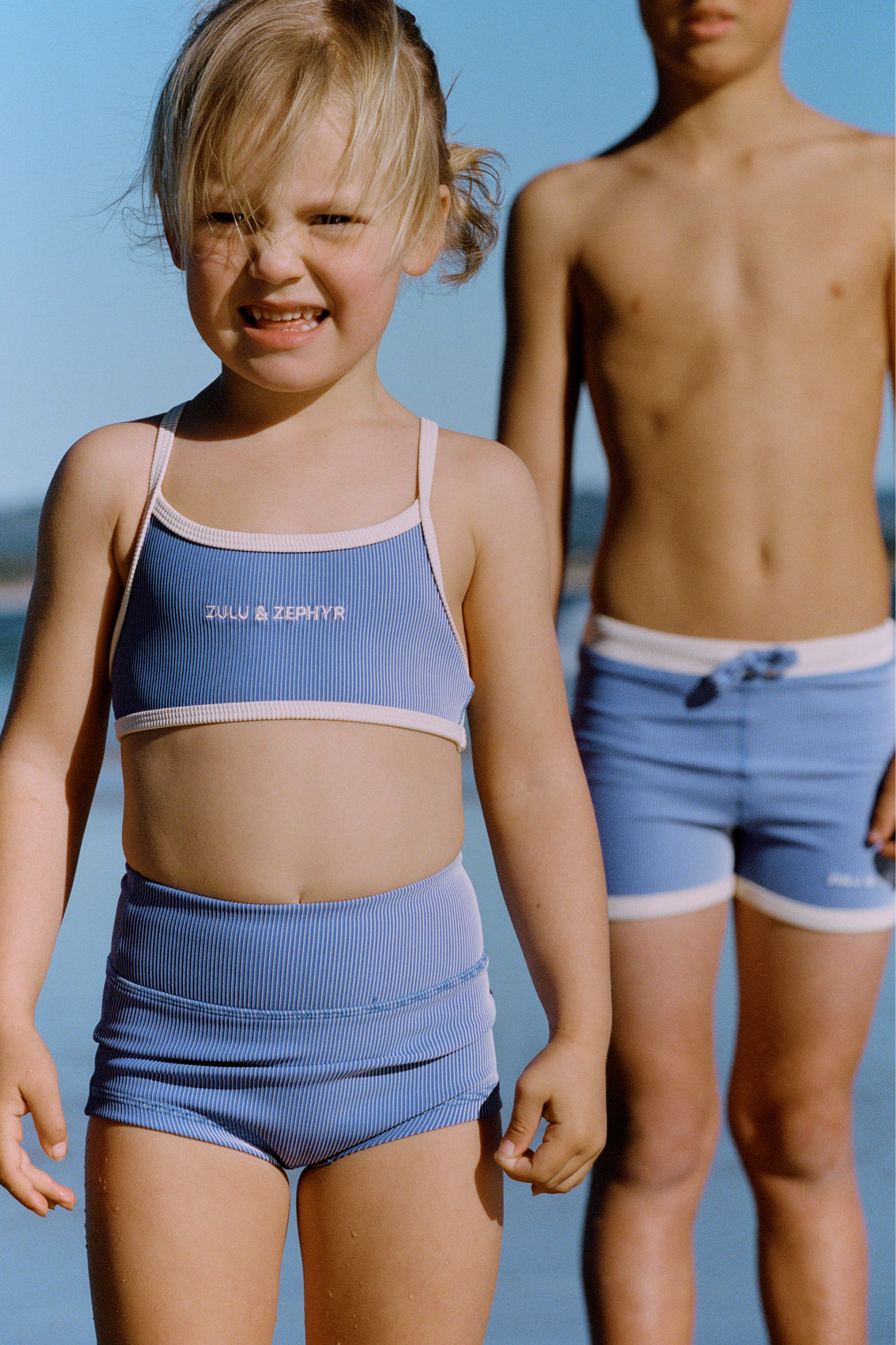 Mini Stripe Surf Short - Sea Blue